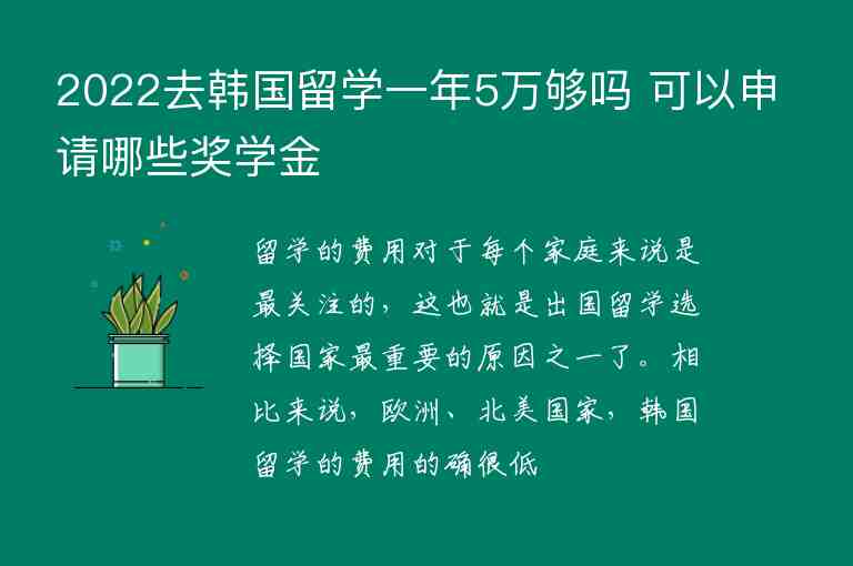 2022去韓國(guó)留學(xué)一年5萬(wàn)夠嗎 可以申請(qǐng)哪些獎(jiǎng)學(xué)金