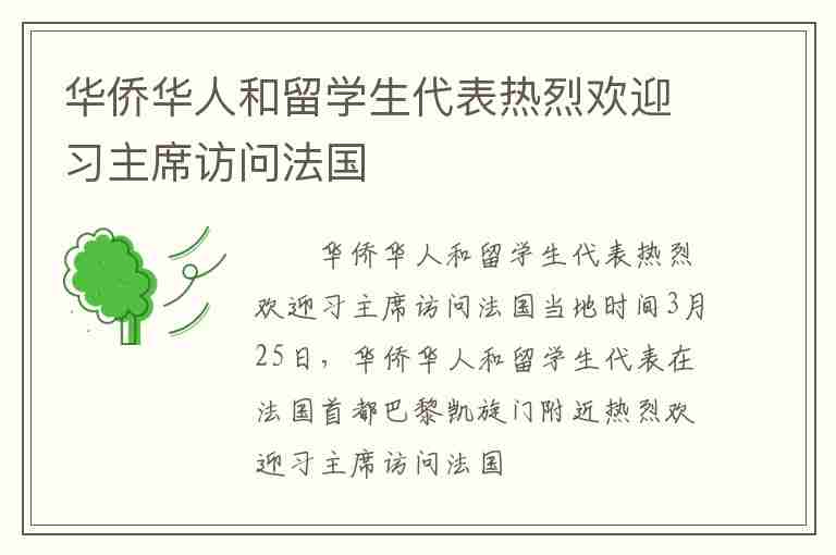 華僑華人和留學(xué)生代表熱烈歡迎習(xí)主席訪問法國