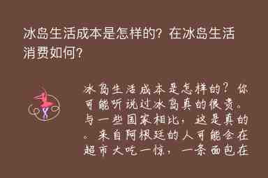 冰島生活成本是怎樣的？在冰島生活消費如何？