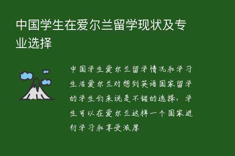 中國(guó)學(xué)生在愛(ài)爾蘭留學(xué)現(xiàn)狀及專業(yè)選擇