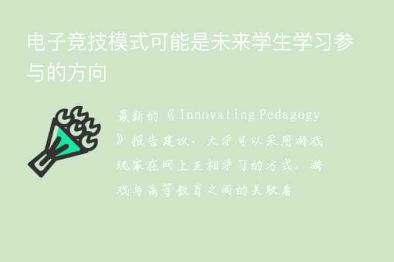 電子競(jìng)技模式可能是未來(lái)學(xué)生學(xué)習(xí)參與的方向