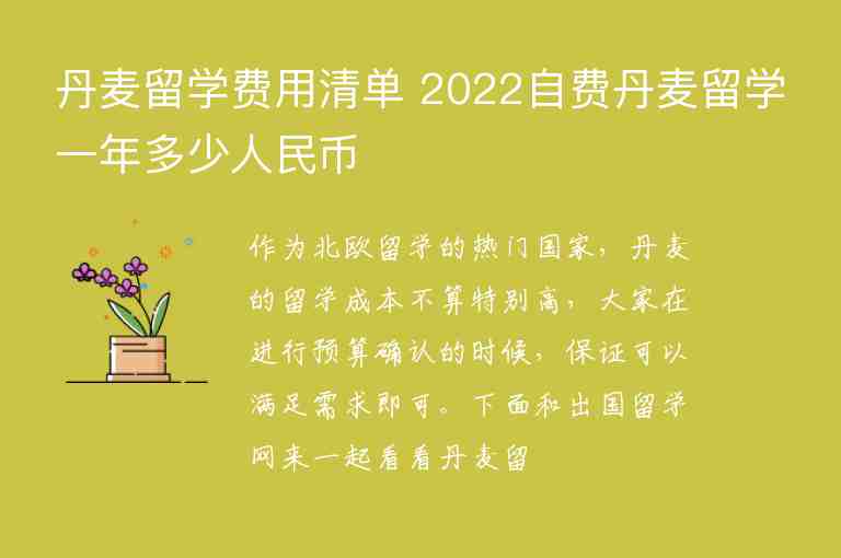 丹麥留學(xué)費(fèi)用清單 2022自費(fèi)丹麥留學(xué)一年多少人民幣