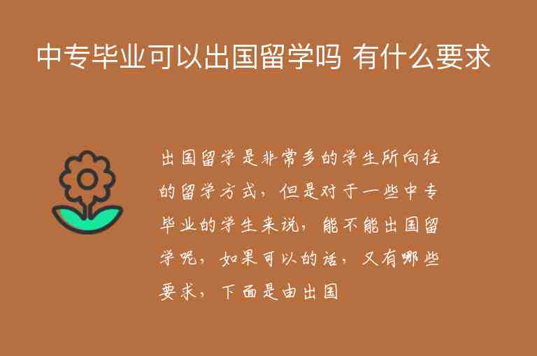 中專畢業(yè)可以出國留學嗎 有什么要求