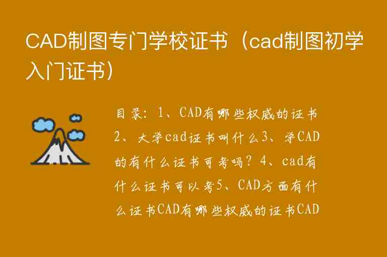 CAD制圖專門學(xué)校證書（cad制圖初學(xué)入門證書）