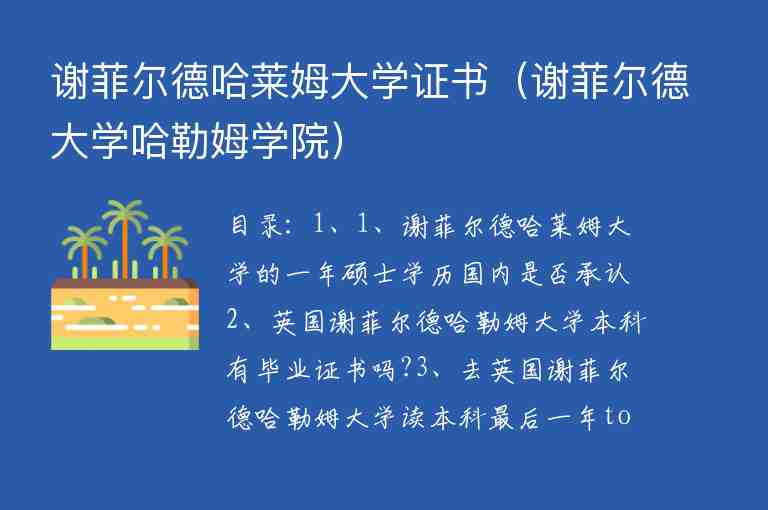 謝菲爾德哈萊姆大學證書（謝菲爾德大學哈勒姆學院）