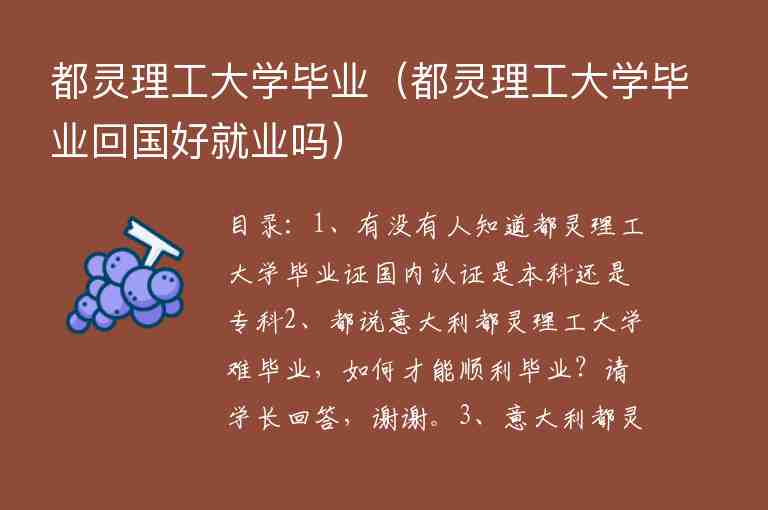 都靈理工大學畢業(yè)（都靈理工大學畢業(yè)回國好就業(yè)嗎）