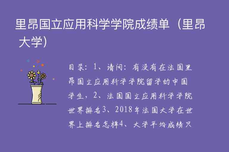 里昂國立應用科學學院成績單（里昂 大學）