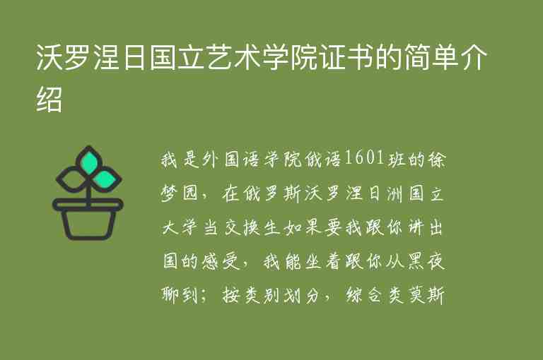 沃羅涅日國立藝術(shù)學院證書的簡單介紹