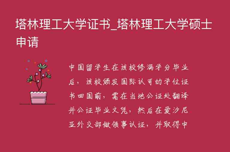 塔林理工大學(xué)證書_塔林理工大學(xué)碩士申請