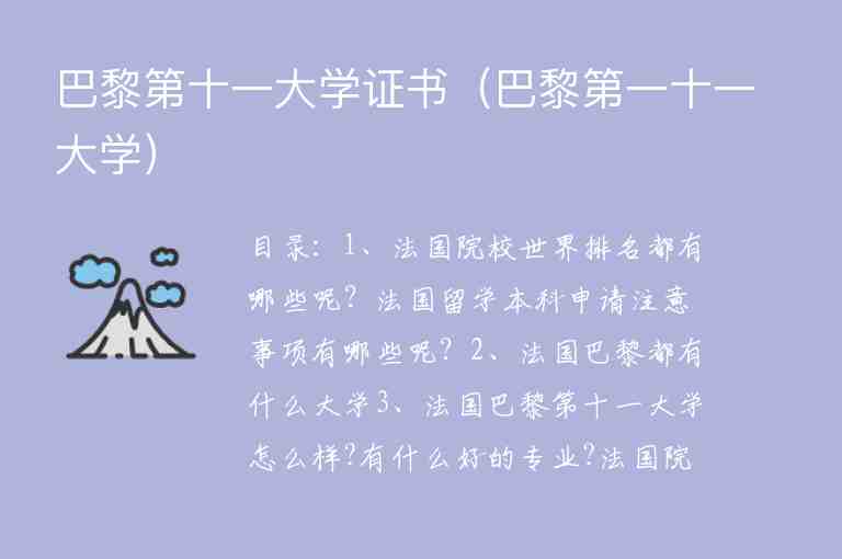 巴黎第十一大學(xué)證書（巴黎第一十一大學(xué)）