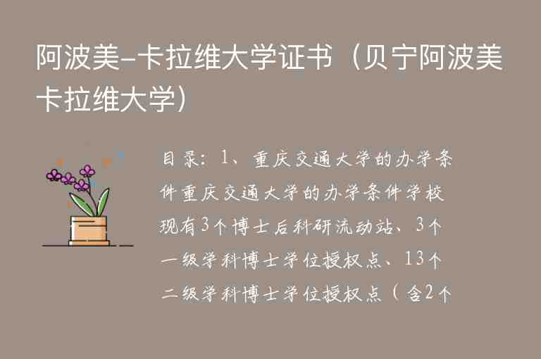 阿波美-卡拉維大學(xué)證書（貝寧阿波美卡拉維大學(xué)）