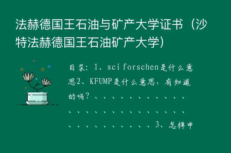 法赫德國(guó)王石油與礦產(chǎn)大學(xué)證書（沙特法赫德國(guó)王石油礦產(chǎn)大學(xué)）