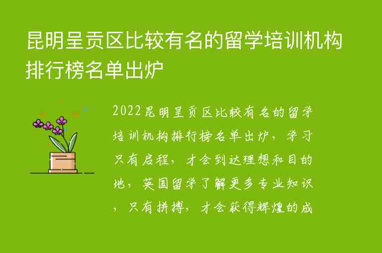 昆明呈貢區(qū)比較有名的留學(xué)培訓(xùn)機(jī)構(gòu)排行榜名單出爐