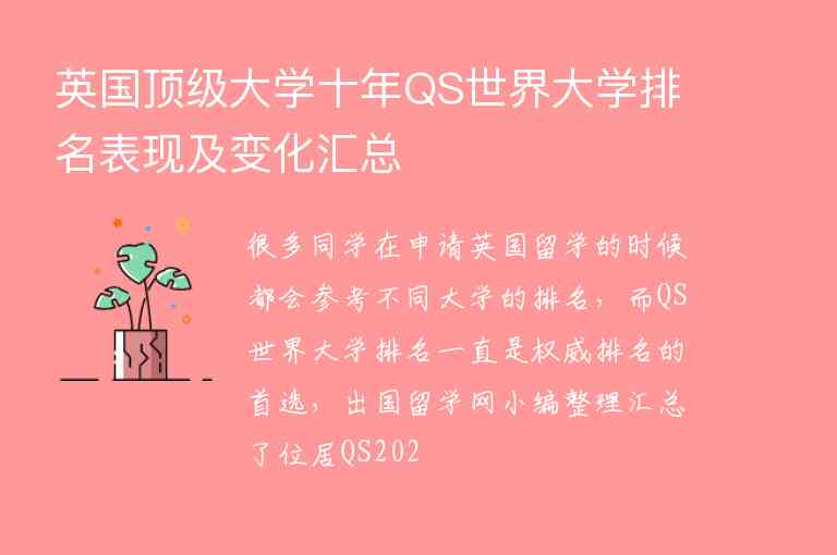 英國頂級大學十年QS世界大學排名表現(xiàn)及變化匯總