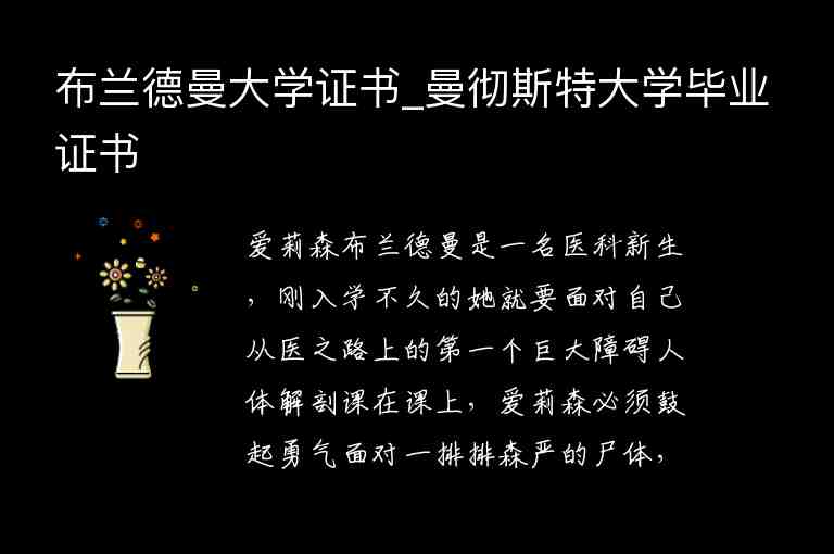 布蘭德曼大學(xué)證書_曼徹斯特大學(xué)畢業(yè)證書