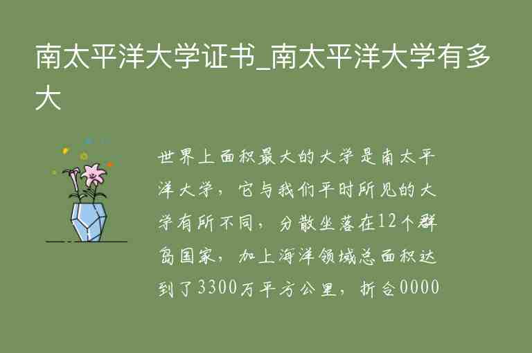 南太平洋大學(xué)證書_南太平洋大學(xué)有多大