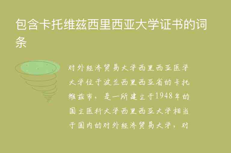 包含卡托維茲西里西亞大學(xué)證書的詞條