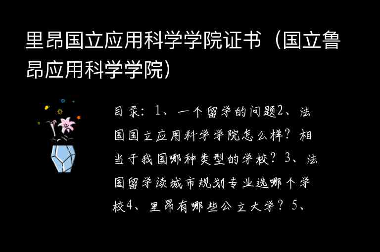 里昂國(guó)立應(yīng)用科學(xué)學(xué)院證書（國(guó)立魯昂應(yīng)用科學(xué)學(xué)院）