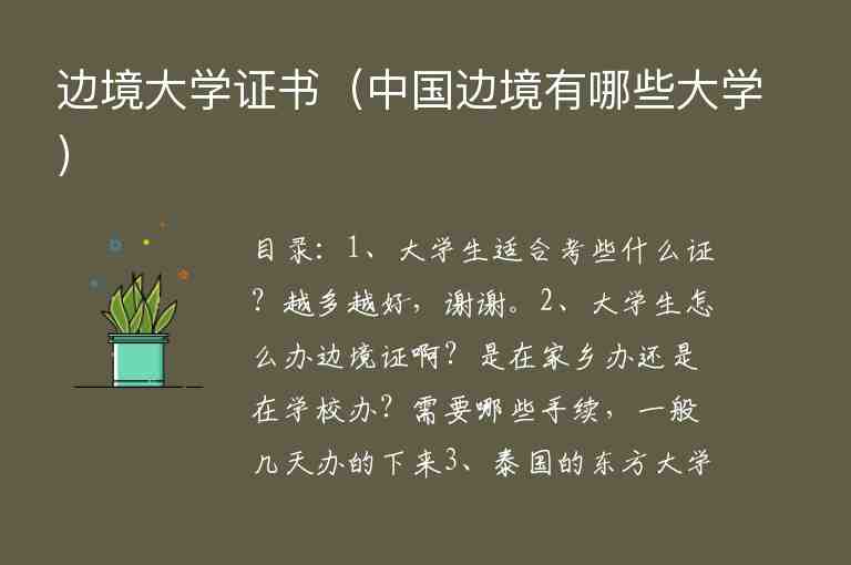 邊境大學證書（中國邊境有哪些大學）