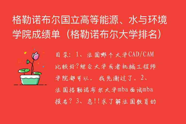 格勒諾布爾國立高等能源、水與環(huán)境學(xué)院成績單（格勒諾布爾大學(xué)排名）