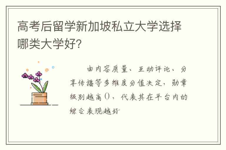 高考后留學(xué)新加坡私立大學(xué)選擇哪類大學(xué)好？