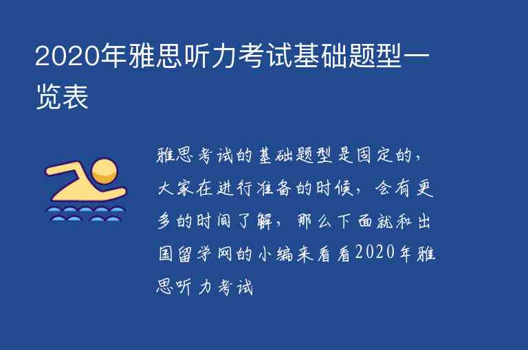 2020年雅思聽力考試基礎(chǔ)題型一覽表