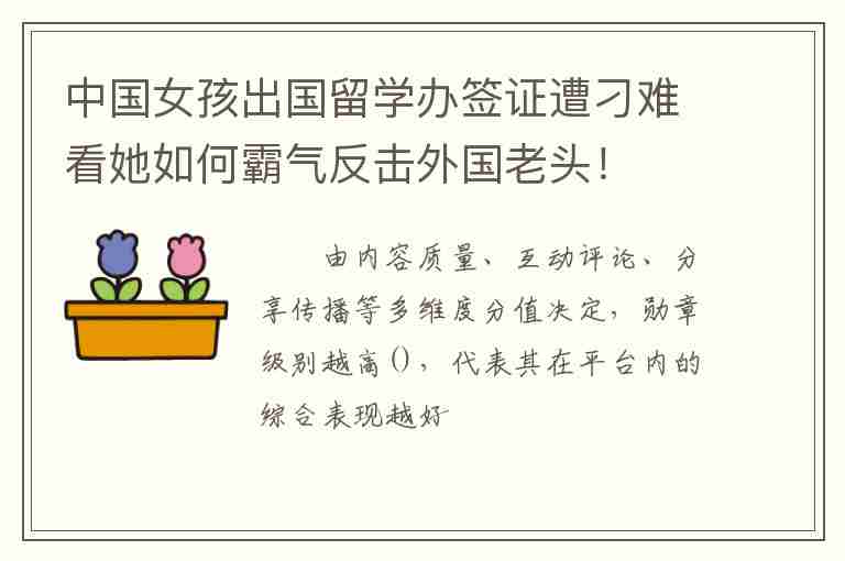 中國女孩出國留學辦簽證遭刁難看她如何霸氣反擊外國老頭！