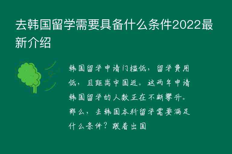 去韓國留學(xué)需要具備什么條件2022最新介紹