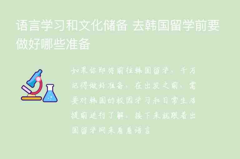 語言學(xué)習(xí)和文化儲(chǔ)備 去韓國留學(xué)前要做好哪些準(zhǔn)備