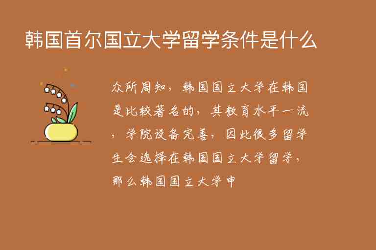 韓國首爾國立大學留學條件是什么