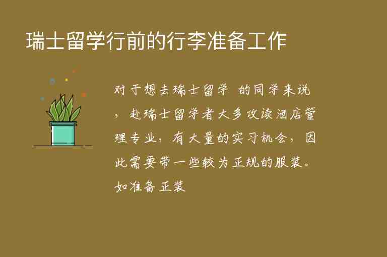 瑞士留學(xué)行前的行李準(zhǔn)備工作