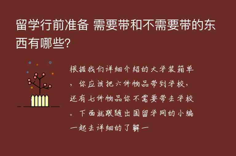 留學(xué)行前準(zhǔn)備 需要帶和不需要帶的東西有哪些？