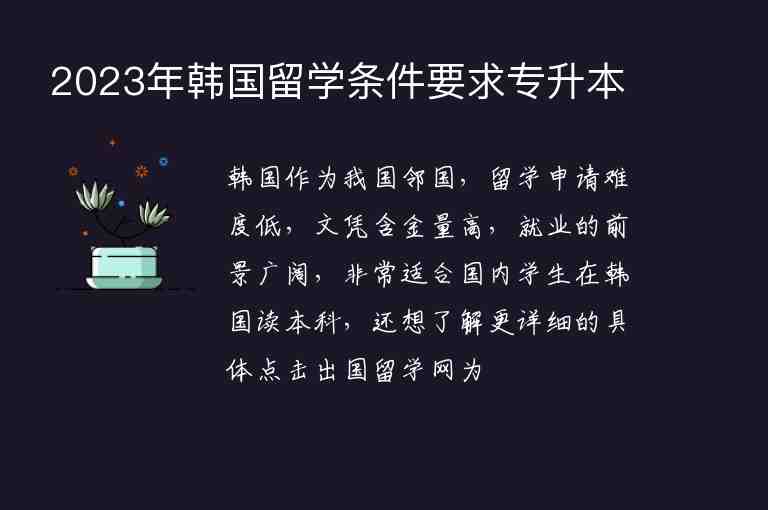 2023年韓國留學(xué)條件要求專升本