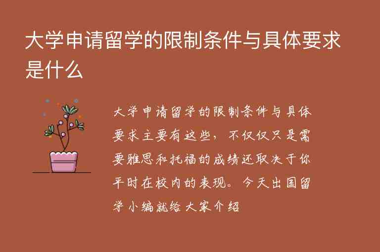 大學(xué)申請(qǐng)留學(xué)的限制條件與具體要求是什么