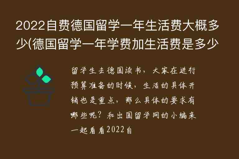 2022自費德國留學一年生活費大概多少(德國留學一年學費加生活費是多少?)