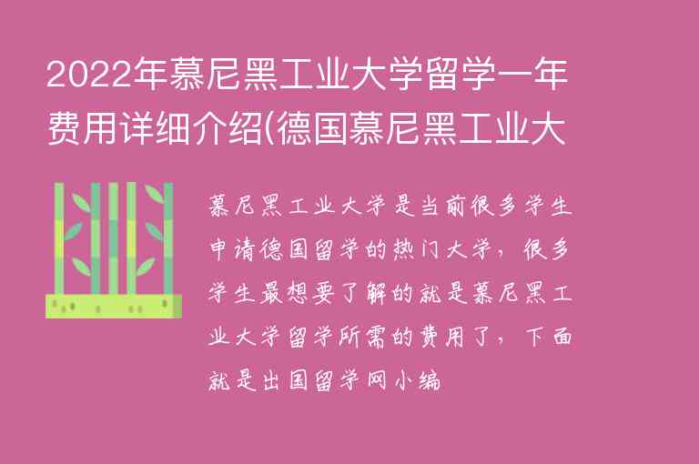 2022年慕尼黑工業(yè)大學留學一年費用詳細介紹(德國慕尼黑工業(yè)大學留學費用)