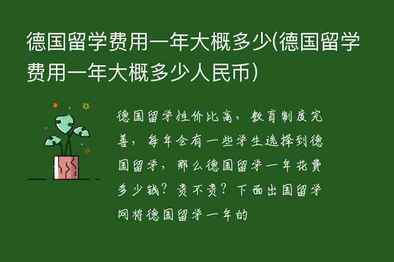 德國留學費用一年大概多少(德國留學費用一年大概多少人民幣)