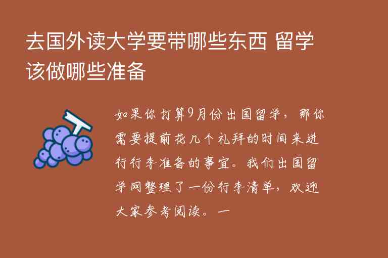 去國(guó)外讀大學(xué)要帶哪些東西 留學(xué)該做哪些準(zhǔn)備