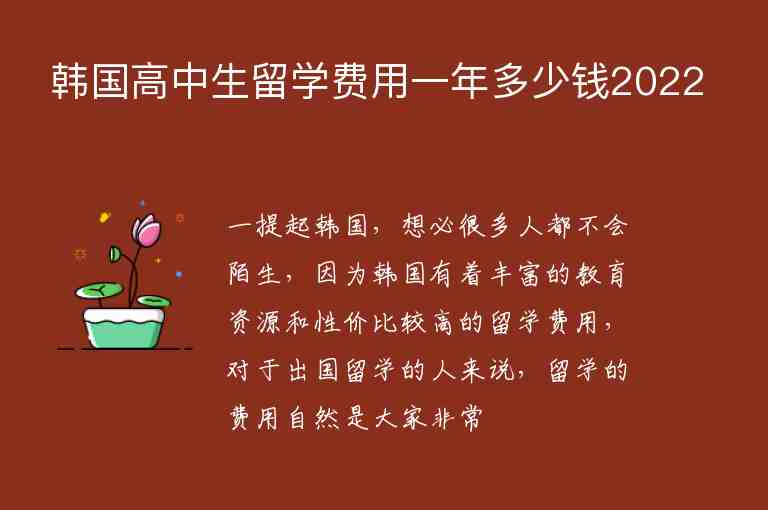 韓國(guó)高中生留學(xué)費(fèi)用一年多少錢2022