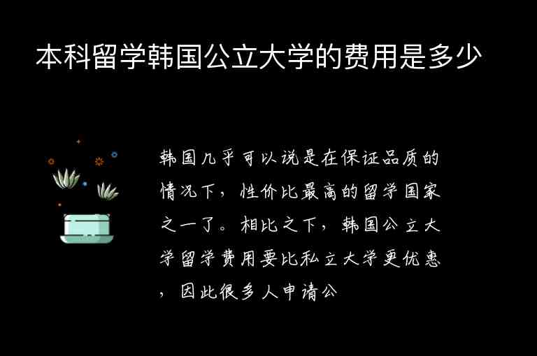 本科留學韓國公立大學的費用是多少