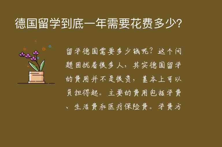 德國(guó)留學(xué)到底一年需要花費(fèi)多少？