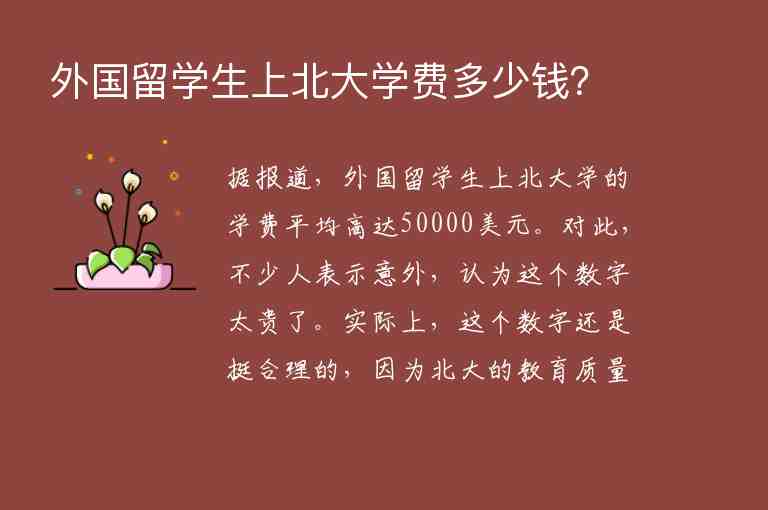 外國留學(xué)生上北大學(xué)費(fèi)多少錢？