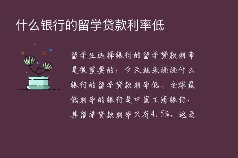 什么銀行的留學(xué)貸款利率低