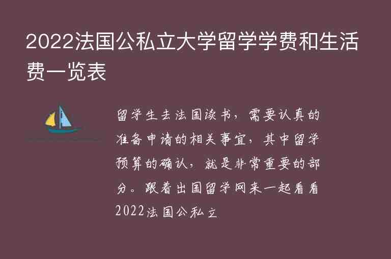 2022法國公私立大學(xué)留學(xué)學(xué)費(fèi)和生活費(fèi)一覽表