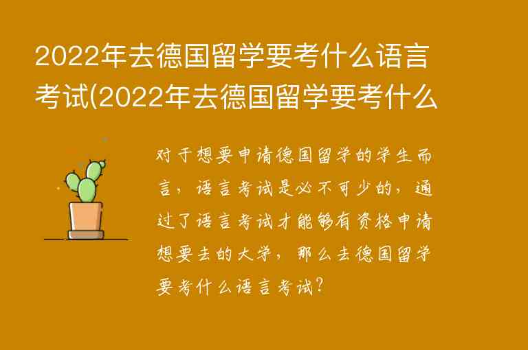 2022年去德國留學(xué)要考什么語言考試(2022年去德國留學(xué)要考什么語言考試呢)