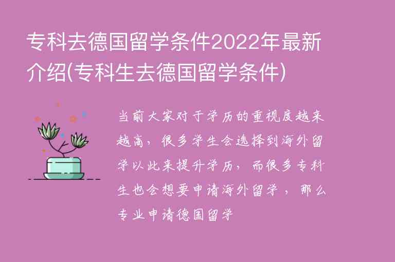 專(zhuān)科去德國(guó)留學(xué)條件2022年最新介紹(專(zhuān)科生去德國(guó)留學(xué)條件)