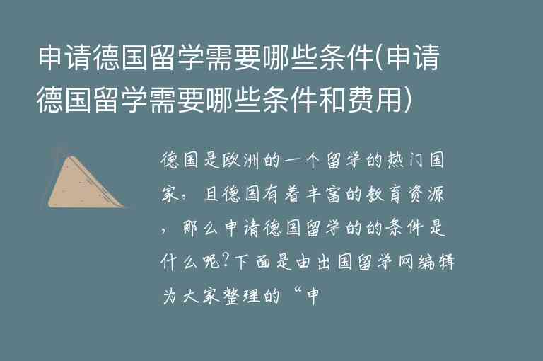 申請(qǐng)德國(guó)留學(xué)需要哪些條件(申請(qǐng)德國(guó)留學(xué)需要哪些條件和費(fèi)用)