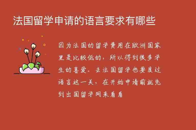 法國留學申請的語言要求有哪些