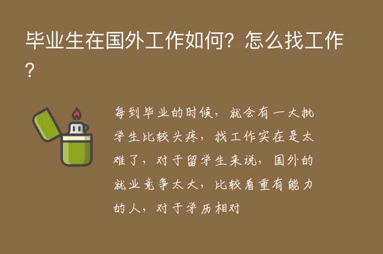 畢業(yè)生在國外工作如何？怎么找工作？