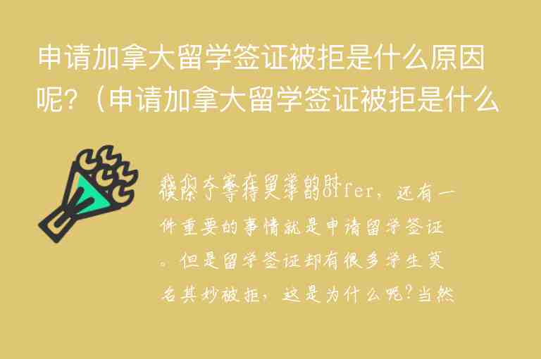 申請加拿大留學簽證被拒是什么原因呢?（申請加拿大留學簽證被拒是什么原因呢）